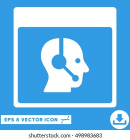 Call Center Operator Calendar Page icon. Vector EPS illustration style is flat iconic symbol, white color.