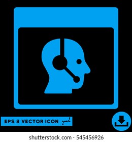 Call Center Operator Calendar Page icon. Vector EPS illustration style is flat iconic symbol, blue color.