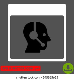 Call Center Operator Calendar Page icon. Vector EPS illustration style is flat iconic bicolor symbol, black and white colors.