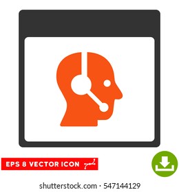 Call Center Operator Calendar Page icon. Vector EPS illustration style is flat iconic bicolor symbol, orange and gray colors.