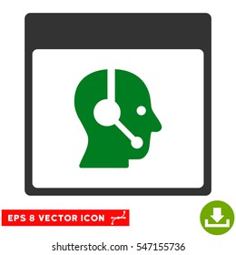 Call Center Operator Calendar Page icon. Vector EPS illustration style is flat iconic bicolor symbol, green and gray colors.