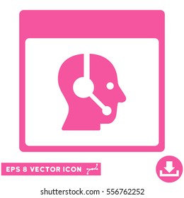Call Center Operator Calendar Page icon. Vector EPS illustration style is flat iconic symbol, pink color.