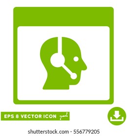 Call Center Operator Calendar Page icon. Vector EPS illustration style is flat iconic symbol, eco green color.