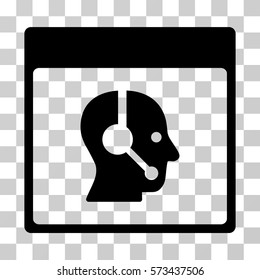 Call Center Operator Calendar Page icon. Vector illustration style is flat iconic symbol, black color, transparent background. Designed for web and software interfaces.
