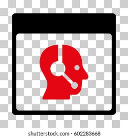 Call Center Operator Calendar Page icon. Vector illustration style is flat iconic bicolor symbol, intensive red and black colors, transparent background. Designed for web and software interfaces.