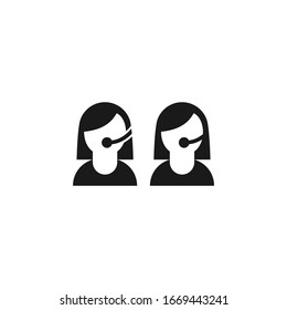 Operador de centro de llamadas, contacto con el icono de vector aislado negro. Llama mujer, símbolo femenino.