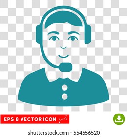 Call Center Operator EPS vector pictograph. Illustration style is flat iconic soft blue symbol on chess transparent background.