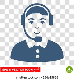 Call Center Operator EPS vector pictograph. Illustration style is flat iconic blue symbol on chess transparent background.