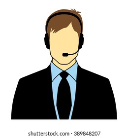 Call center operator, faceless man avatar icon