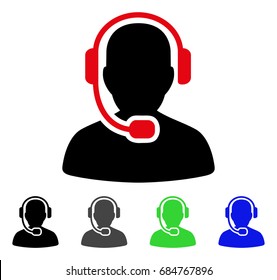 Call Center Operator flat vector icon. Colored call center operator gray, black, blue, green icon variants. Flat icon style for application design.