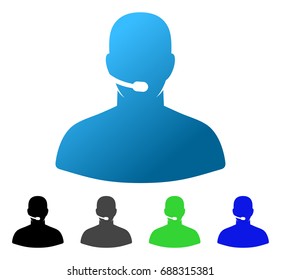 Call Center Operator flat vector icon. Colored call center operator gradient, gray, black, blue, green icon variants. Flat icon style for graphic design.