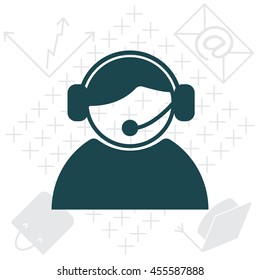 call center operator with headset.  