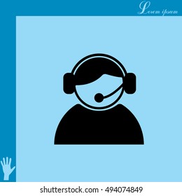 call center operator with headset.  