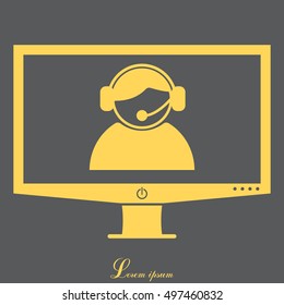 call center operator with headset.  