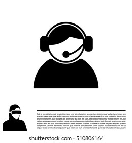 call center operator with headset.  