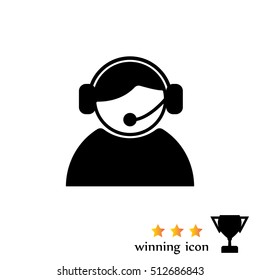 call center operator with headset.  