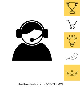 call center operator with headset.  