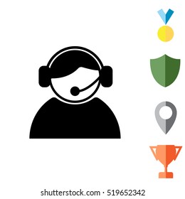 call center operator with headset.  