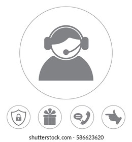 call center operator with headset.  