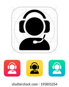 Call center operator with headset icon. Vector illustration.