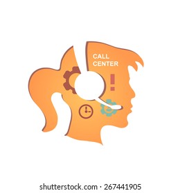 Call center operator with headset icon.  Vector infographics
