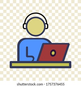 call center operator with headset. web icon. vector illustration