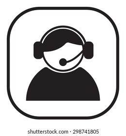 call center operator with headset.  web icon. vector illustration