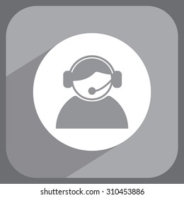 call center operator with headset.  web icon. vector illustration