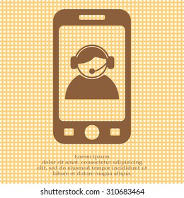 call center operator with headset.  web icon. vector illustration