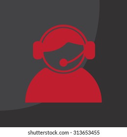 call center operator with headset.  web icon. vector illustration