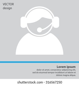 call center operator with headset.  web icon. vector illustration