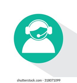 call center operator with headset.  web icon. vector illustration