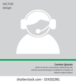 call center operator with headset.  web icon. vector illustration