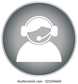 call center operator with headset.  web icon. vector illustration