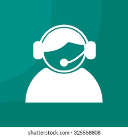 call center operator with headset.  web icon. vector illustration