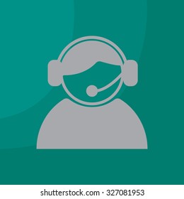 call center operator with headset.  web icon. vector illustration