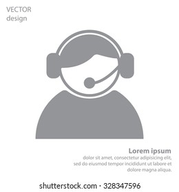 call center operator with headset.  web icon. vector illustration