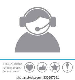 call center operator with headset.  web icon. vector illustration
