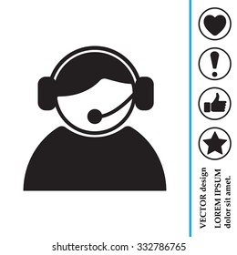 call center operator with headset.  web icon. vector illustration