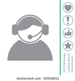 call center operator with headset.  web icon. vector illustration