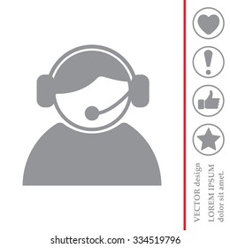 call center operator with headset.  web icon. vector illustration