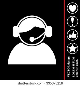 call center operator with headset.  web icon. vector illustration