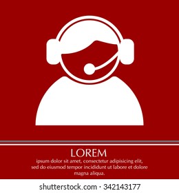 call center operator with headset.  web icon. vector illustration