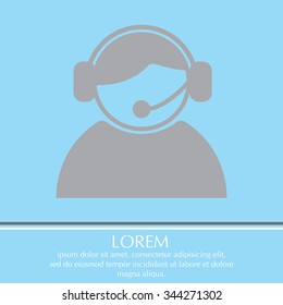 call center operator with headset.  web icon. vector illustration