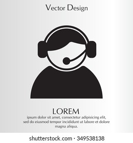 call center operator with headset.  web icon. vector illustration