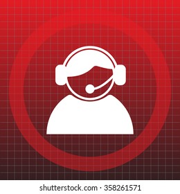call center operator with headset.  web icon. vector illustration