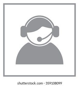 call center operator with headset.  web icon. vector illustration