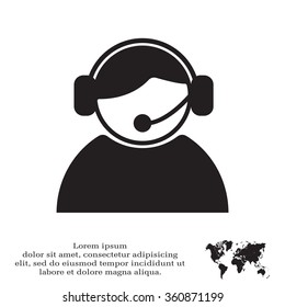 call center operator with headset.  web icon. vector illustration