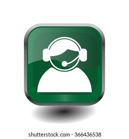 call center operator with headset.  web icon. vector illustration