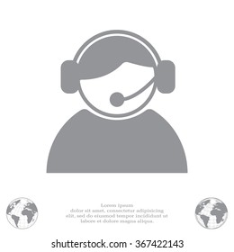 call center operator with headset.  web icon. vector illustration